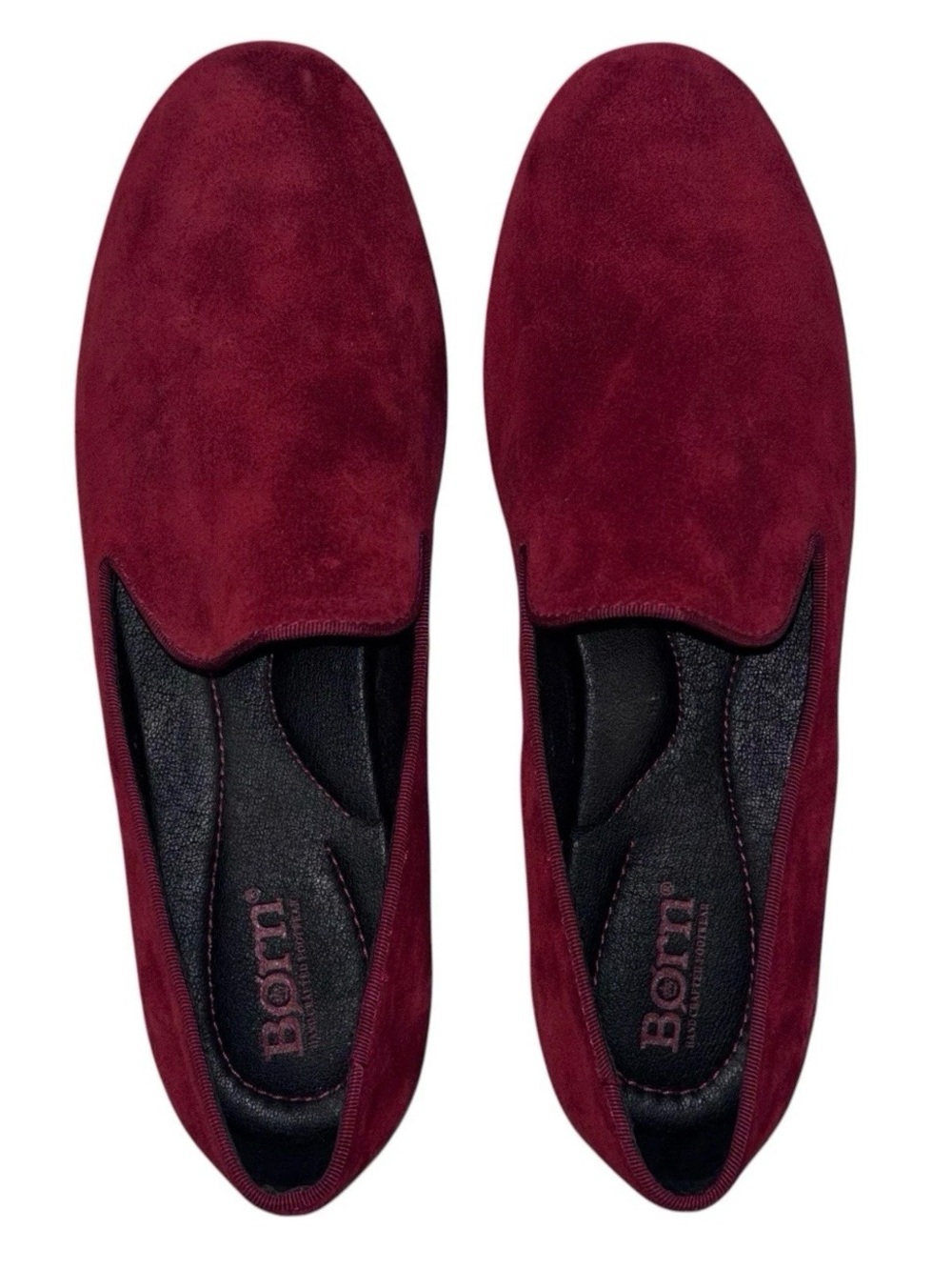 Born Women’s Burgundy Suede Loafers Size 8 Slip On Comfort Shoes